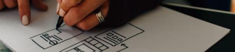 Hand writing a plan on paper